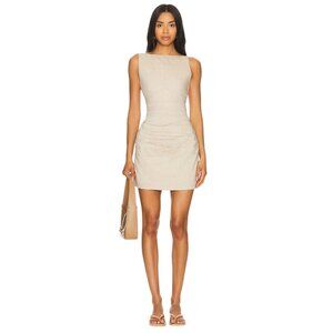 SOVERE Tova Mini Dress in Cafe Latte Small New Womens Linen Mini